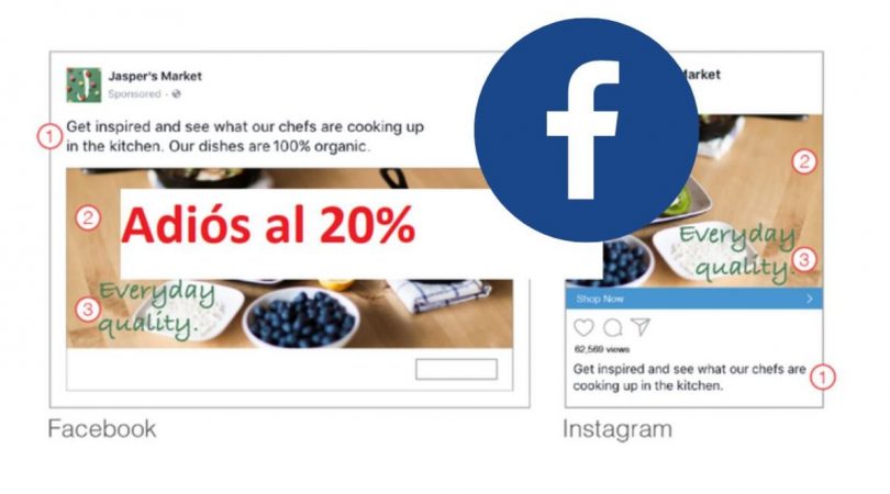 Facebook permite más del 20% del texto